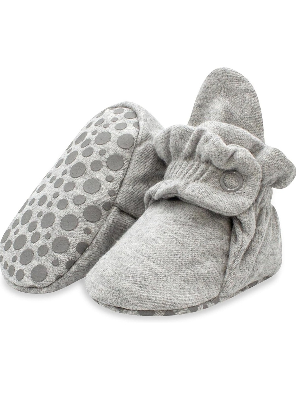 2 Pairs unisex Zutano Light Gray Baby Booties with Snap Cuffs